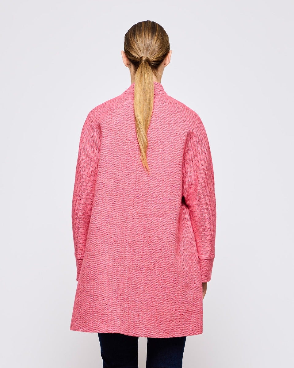 Raspberry Oak Donegal Wool Coat