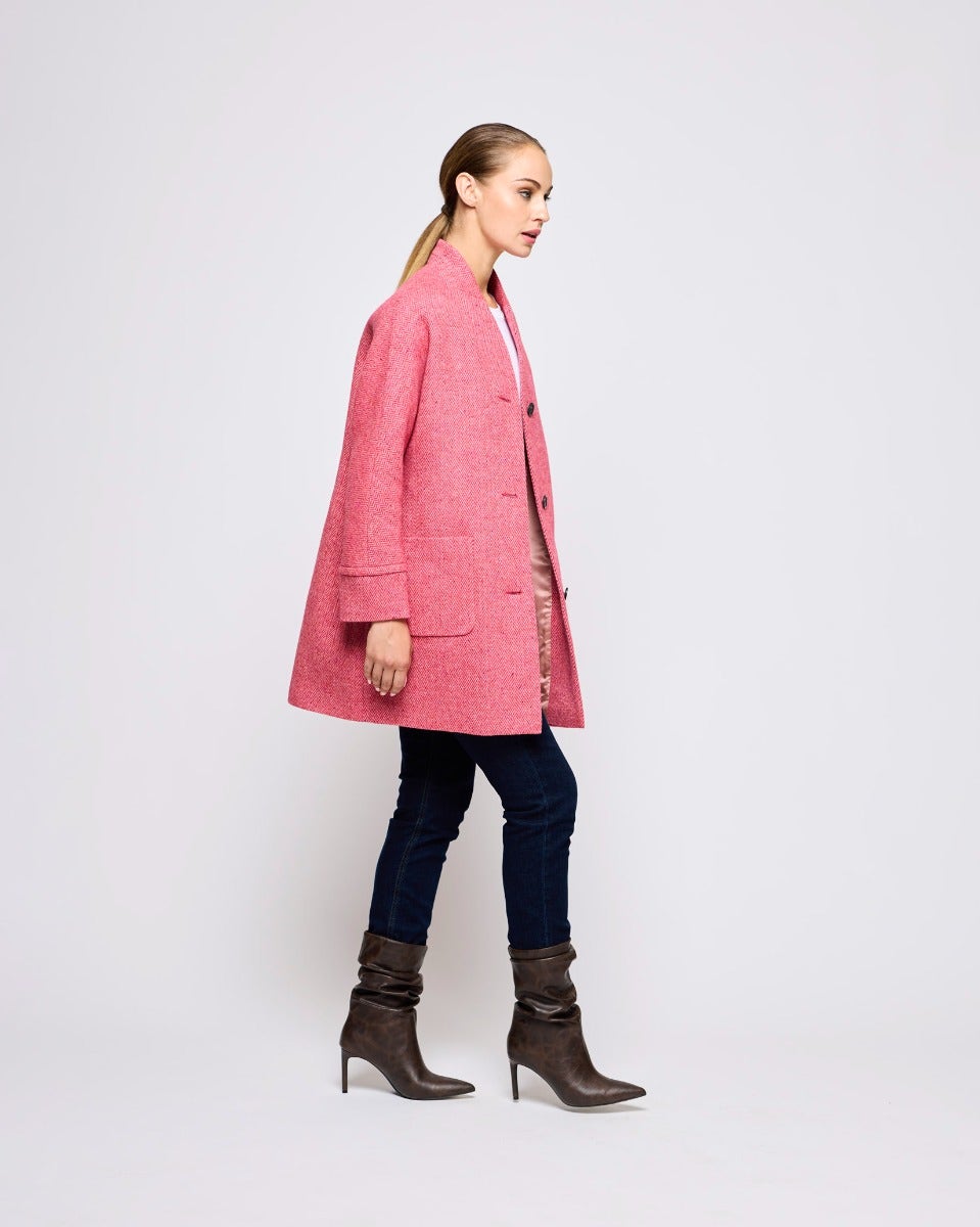 Raspberry Oak Donegal Wool Coat