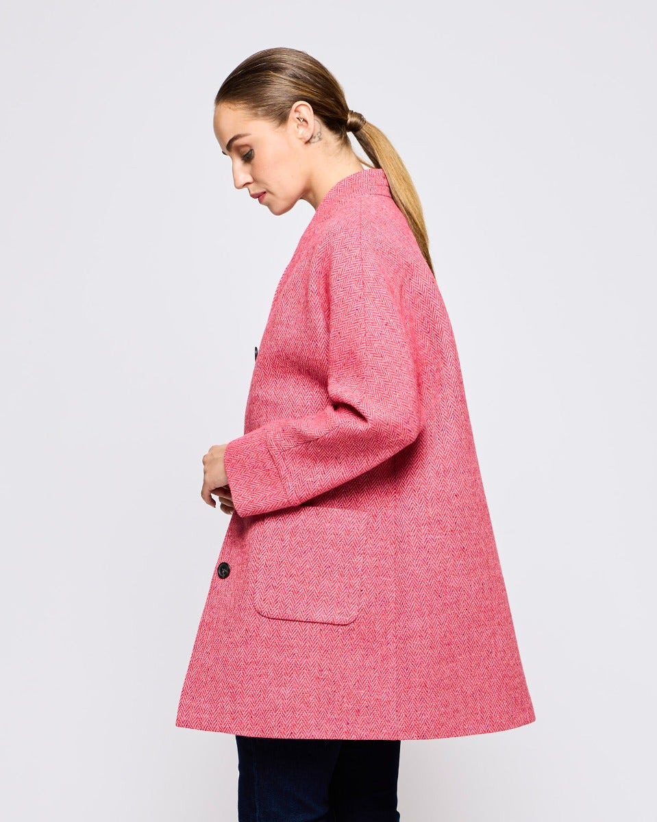 Raspberry Oak Donegal Wool Coat