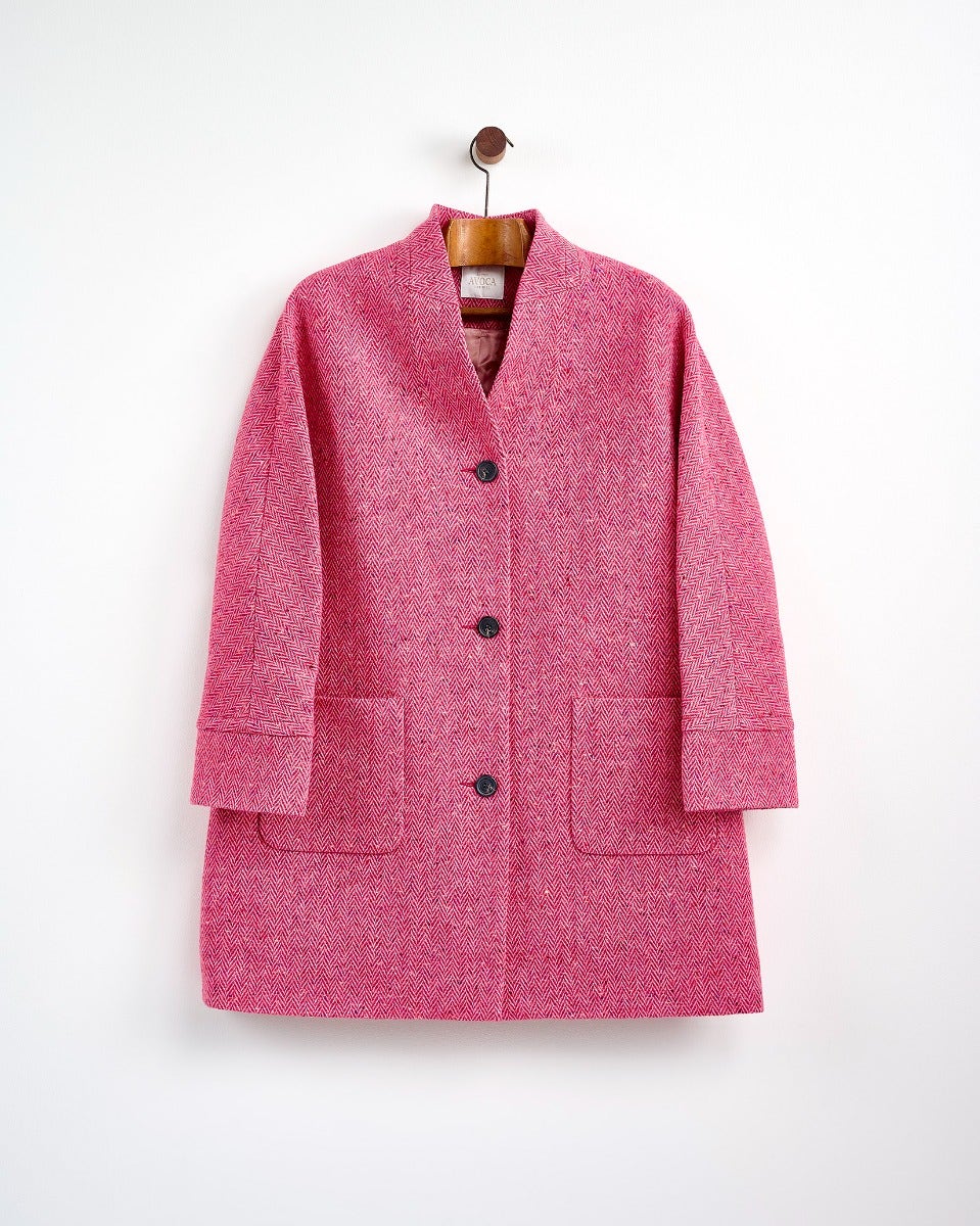 Raspberry Oak Donegal Wool Coat
