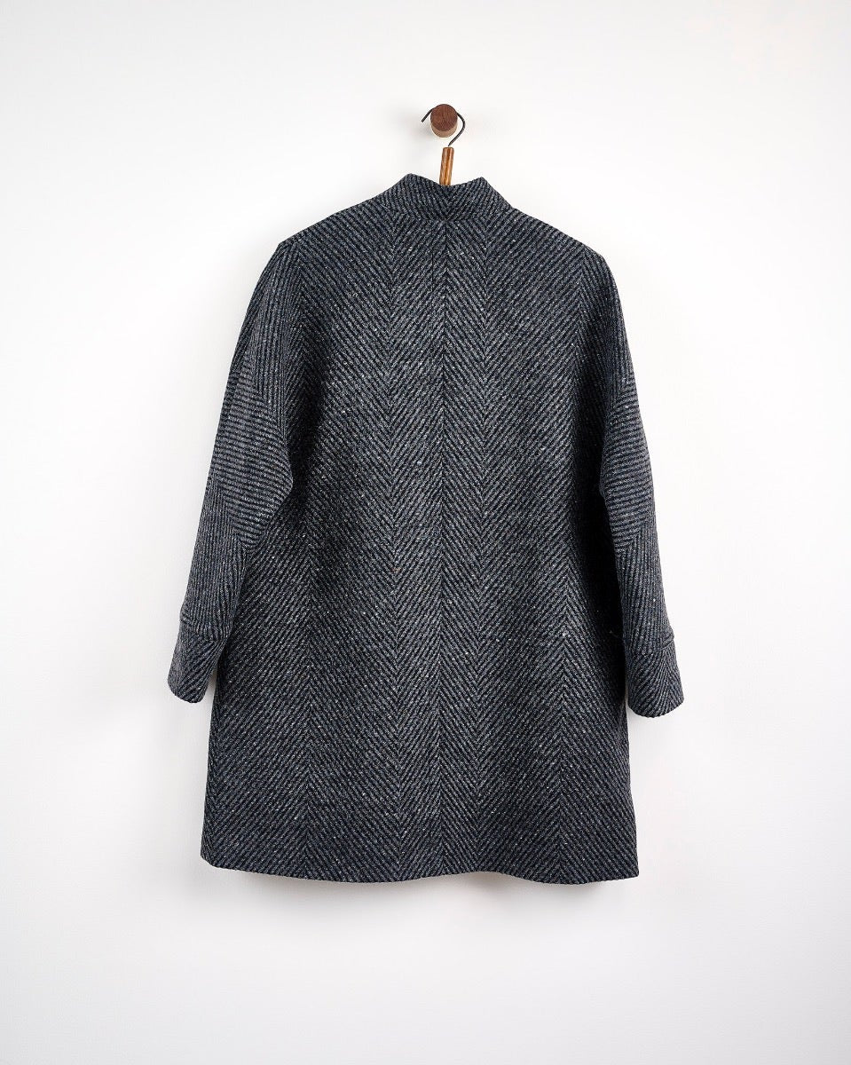 Oak Grey & Black Donegal Wool Coat