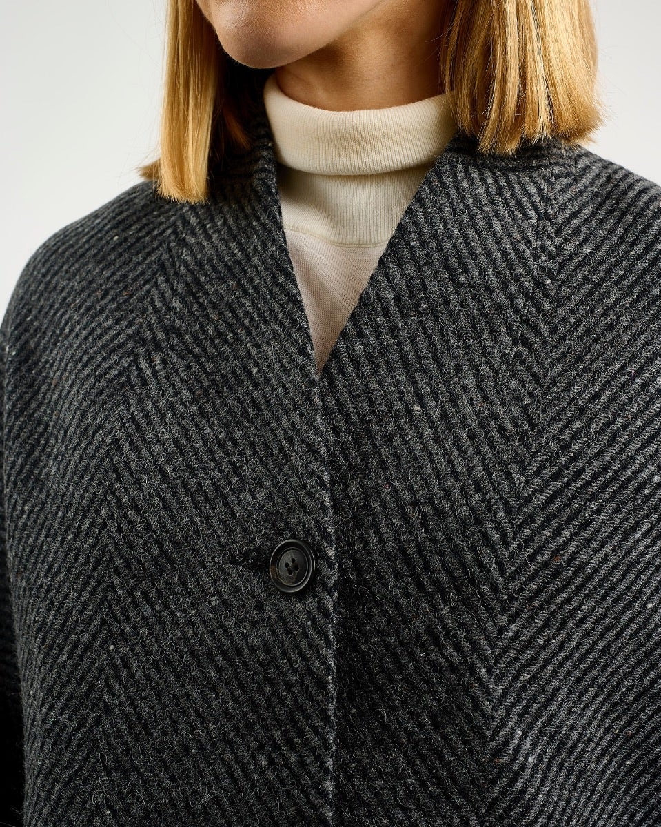 Oak Grey & Black Donegal Wool Coat