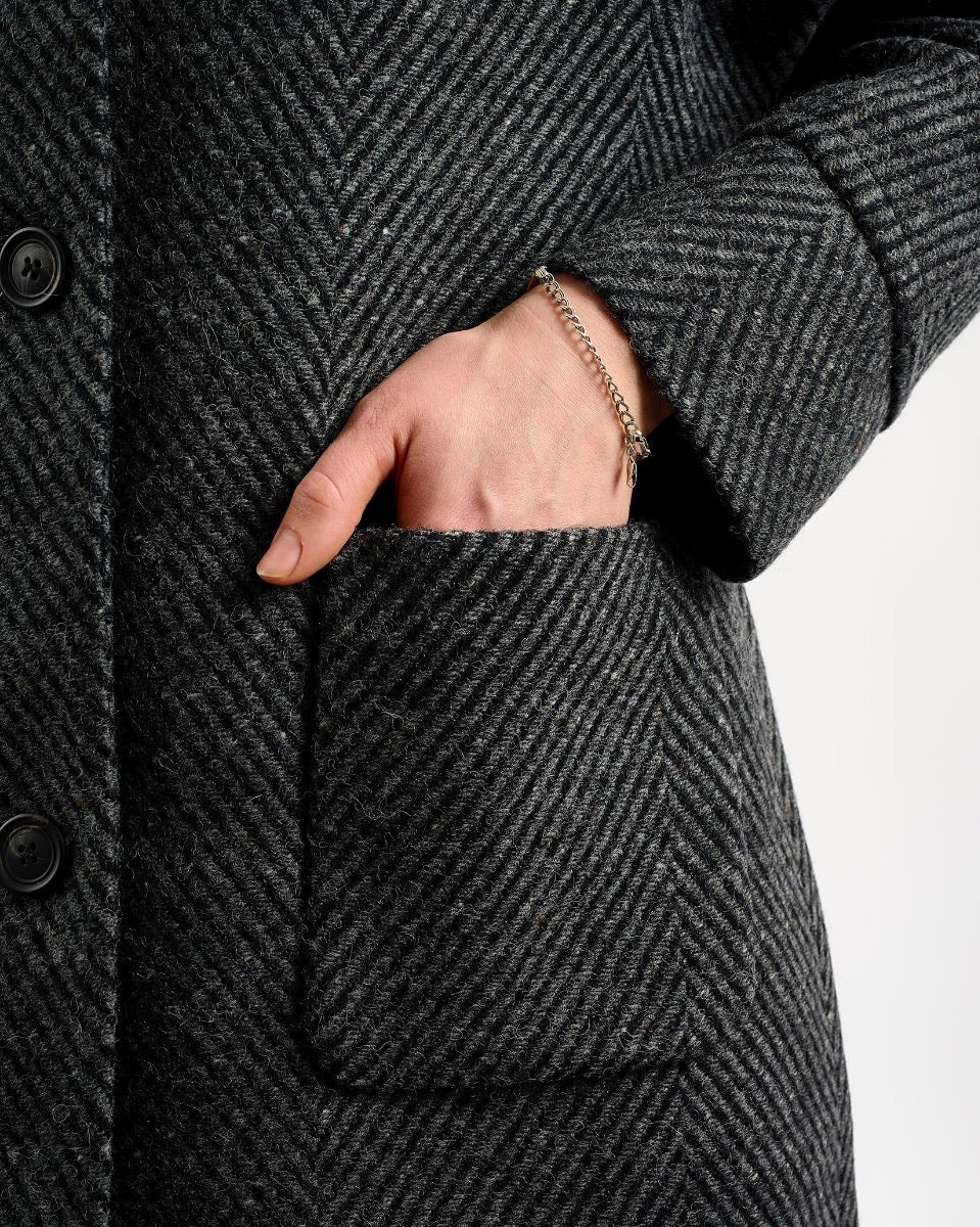 Oak Grey & Black Donegal Wool Coat