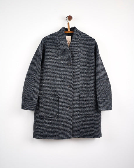 Oak Grey & Black Donegal Wool Coat