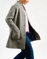Oak Navy & Cream Donegal Wool Coat