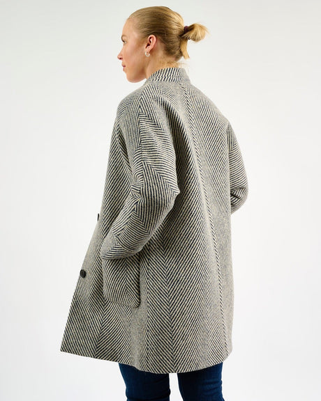 Oak Navy & Cream Donegal Wool Coat