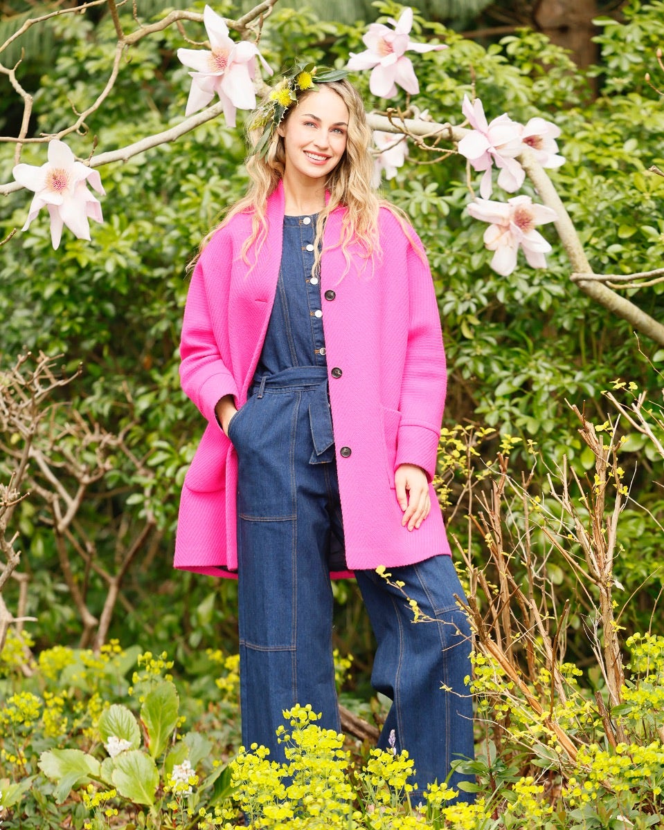 Oak Neon Pink on Pink Donegal Wool Coat