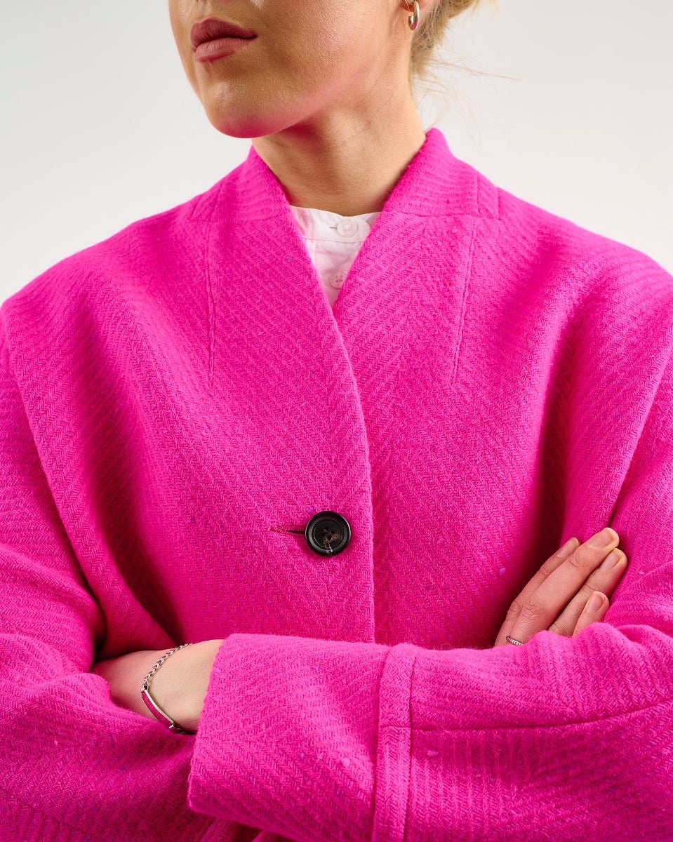 Oak Neon Pink on Pink Donegal Wool Coat