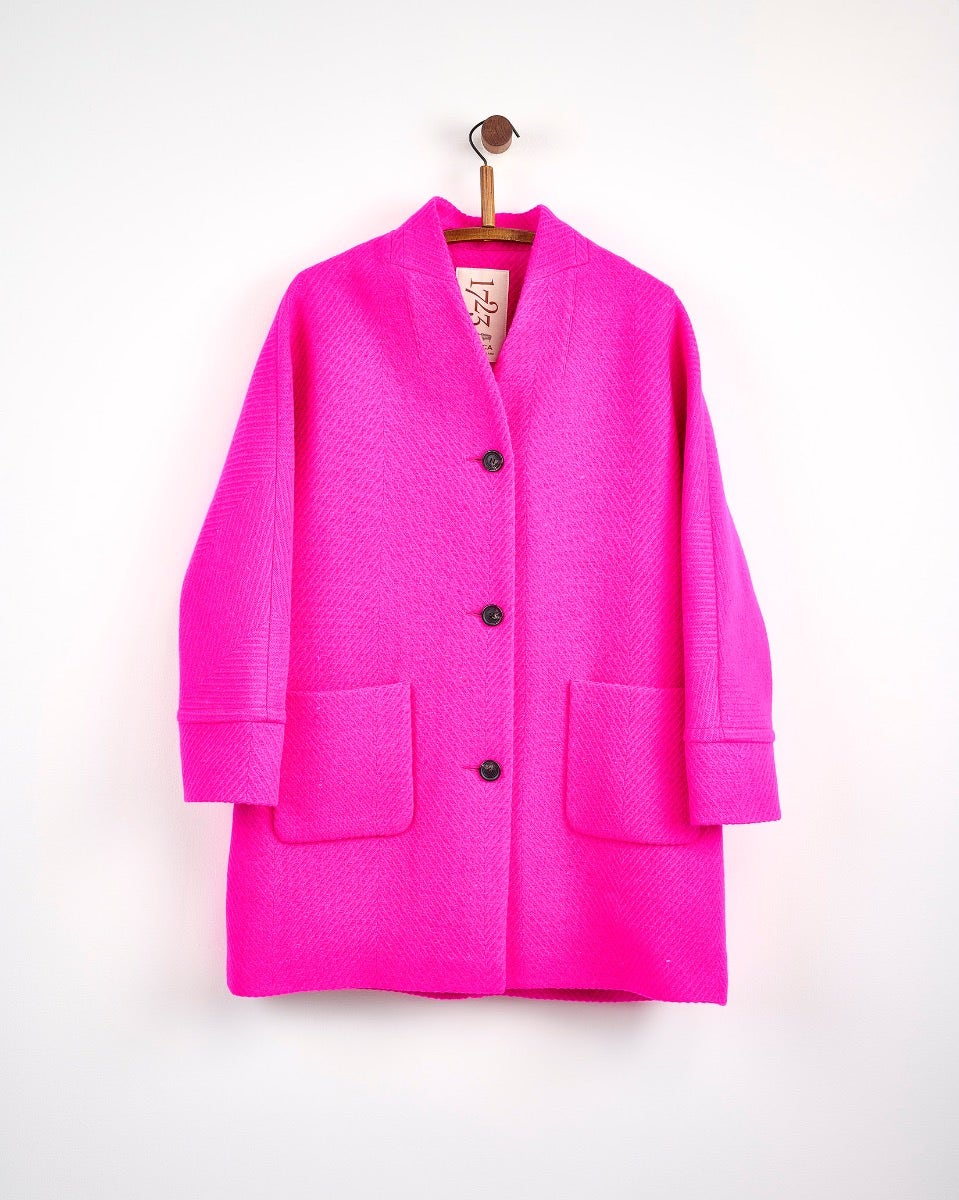 Oak Neon Pink on Pink Donegal Wool Coat