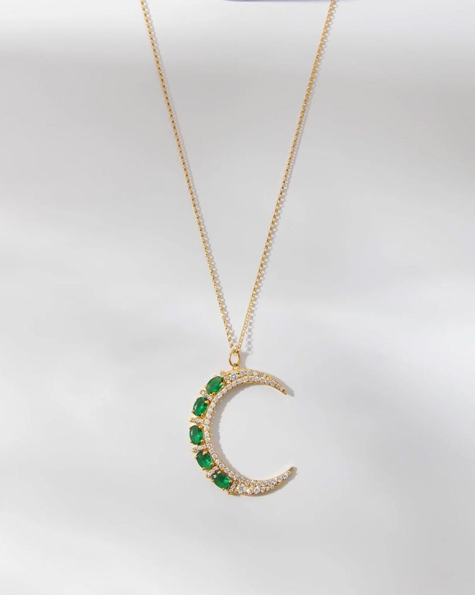 Gold Crescent Pendant Necklace