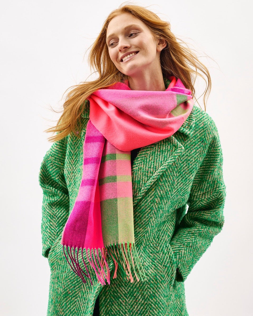 Oh My My Neon Stripe Wide Merino Scarf – Avoca
