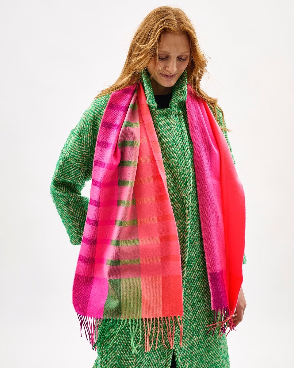 Oh My My Neon Stripe Wide Merino Scarf – Avoca