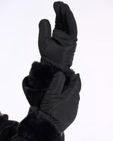 Black Omaire Faux Fur Padded Gloves