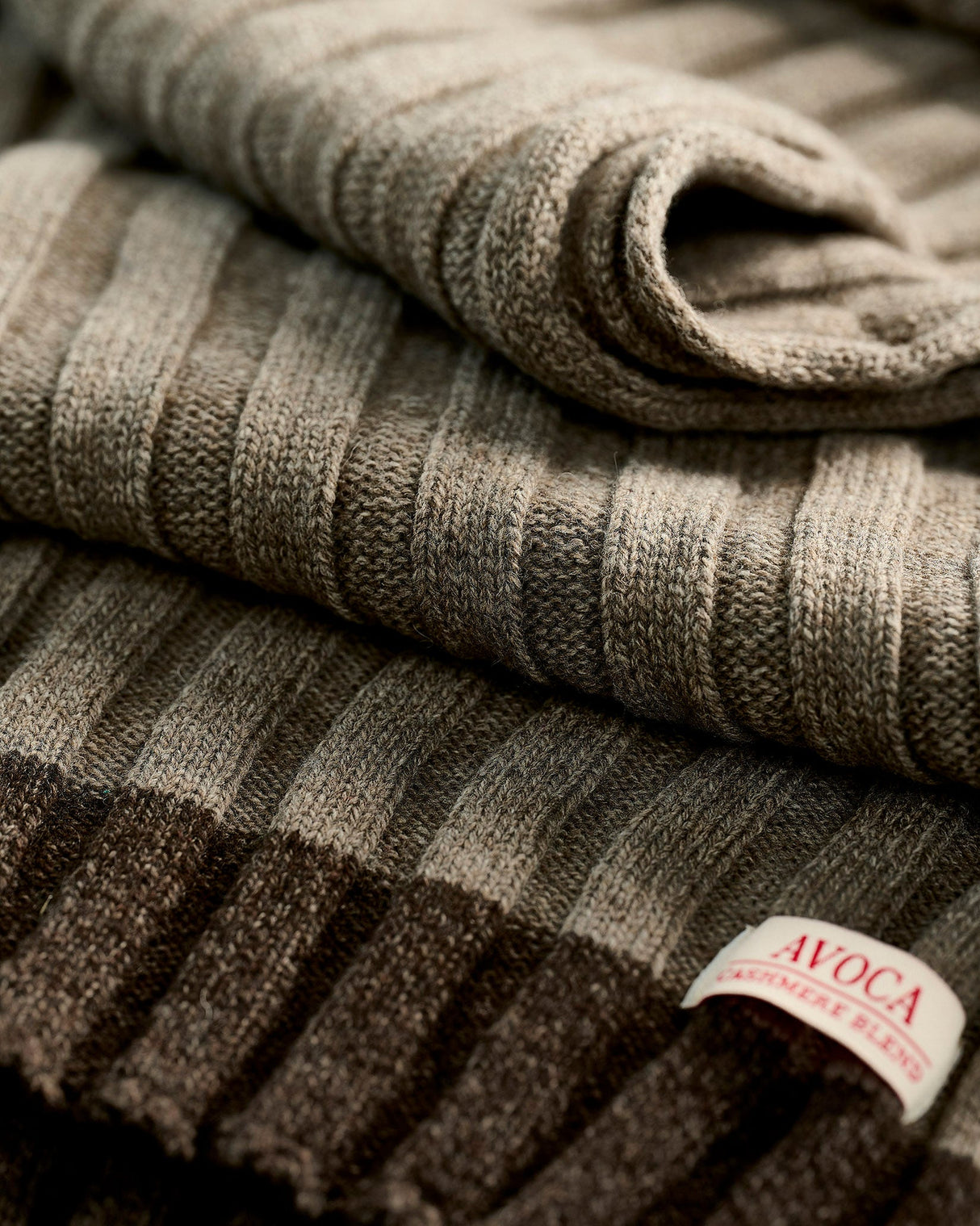 Beige Yak & Cashmere Rib Scarf