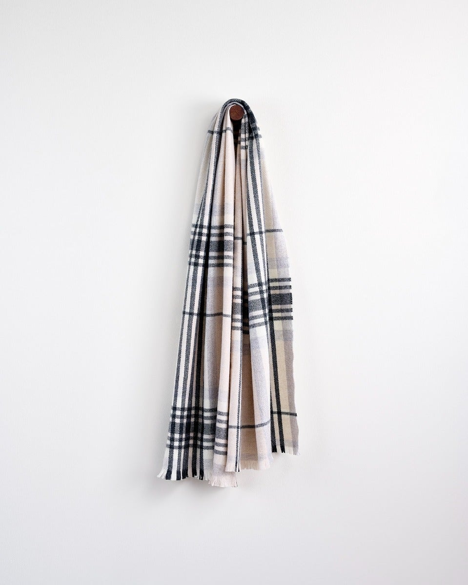 Grey & White 100% Cashmere Wrap Scarf