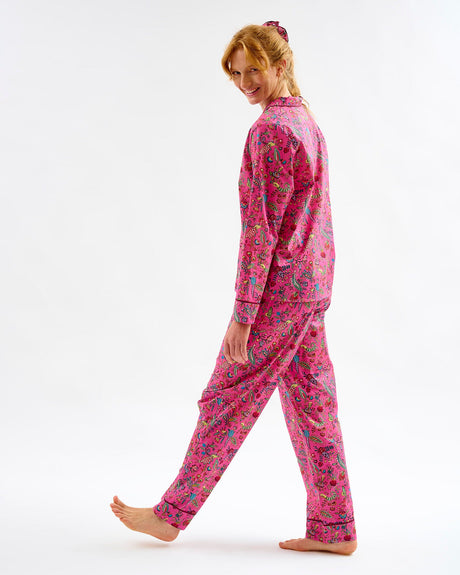 Fuchsia-Forest-Friends-Cotton-Pyjama-Set