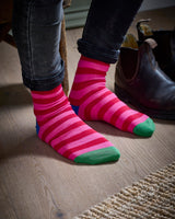 Pink & Red Stripe Socks