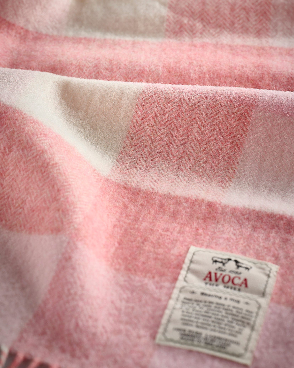 Pink Check Lambswool Baby Blanket