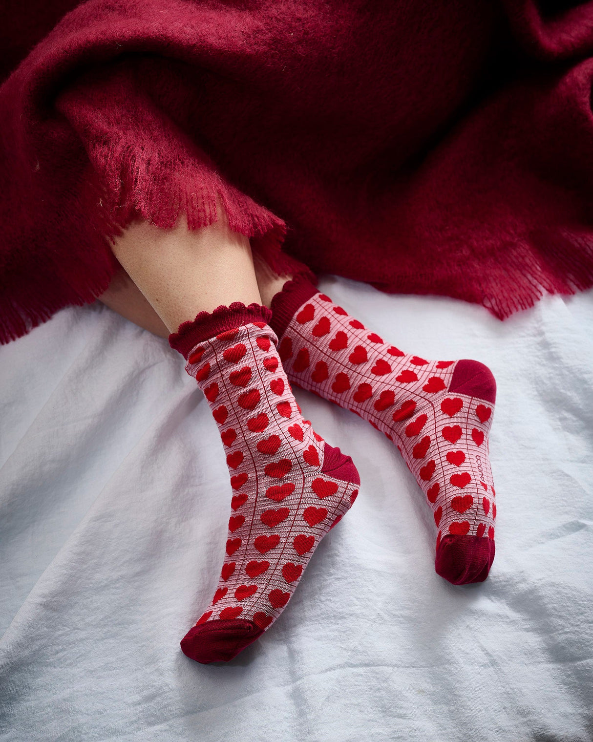Pink Heart Ankle Socks