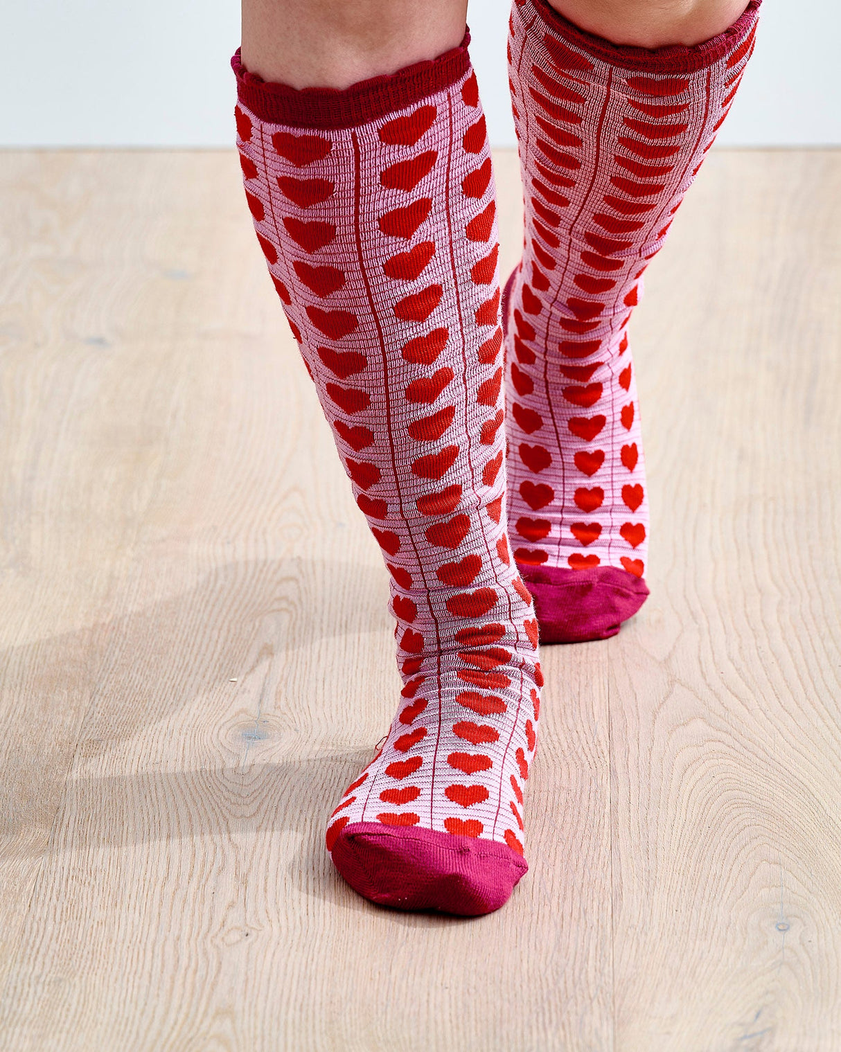 Pink Heart Knee Socks