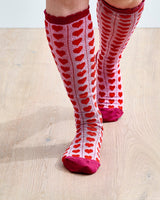 Pink Heart Knee Socks