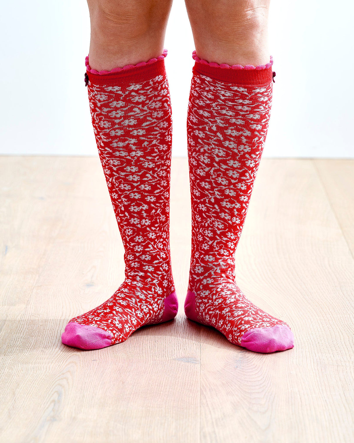 Pink Little Flower Knee Socks
