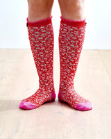 Pink Little Flower Knee Socks