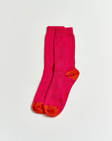 Pink Mercerised Ribbed Ankle Socks