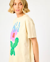 Cream-Floral-Print-Pistia-Cotton-T-Shirt