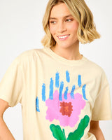 Cream Floral Print Pistia Cotton T-Shirt