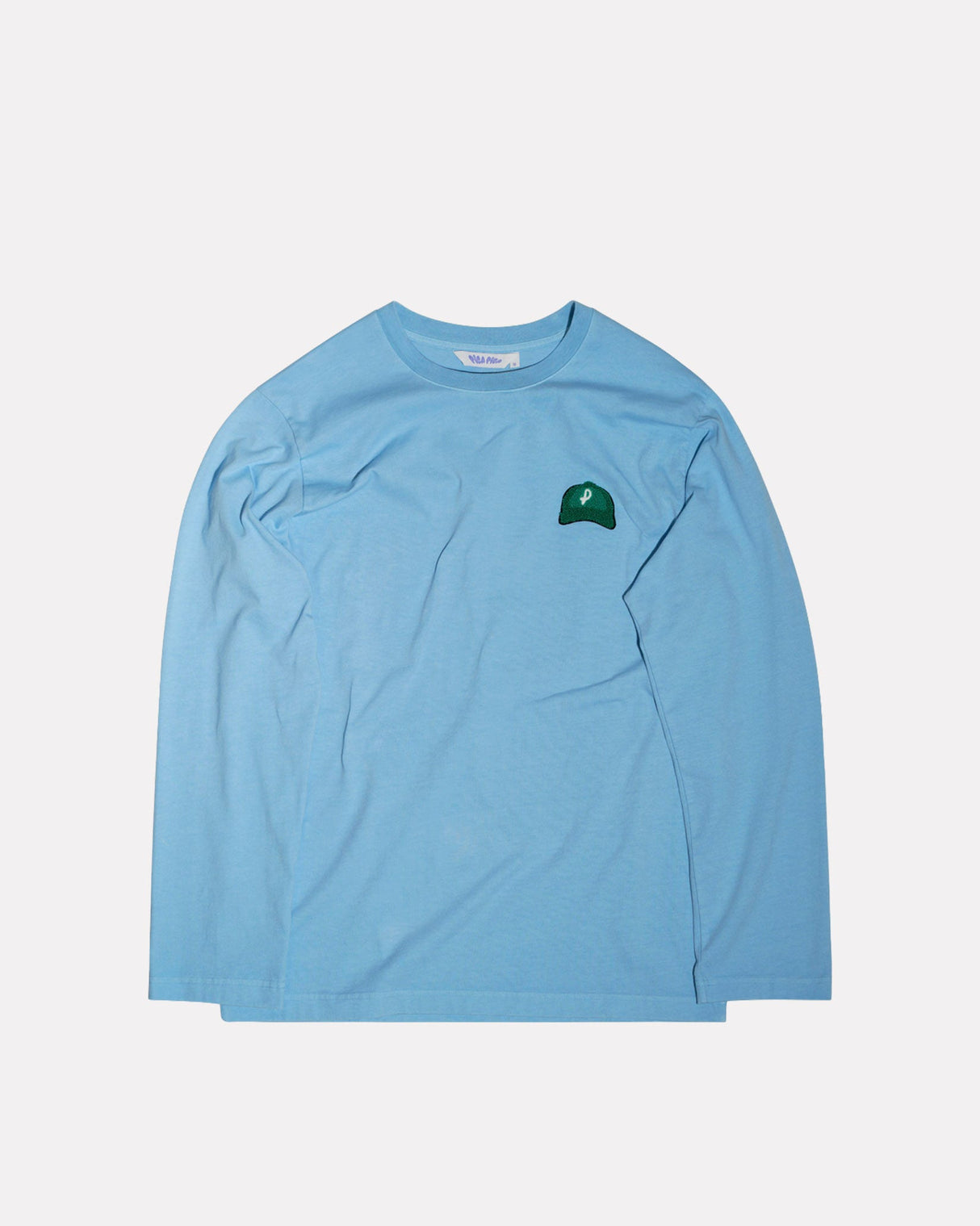 Blue-'Bienvenido'-Long-Sleeve-Graphic-T-Shirt