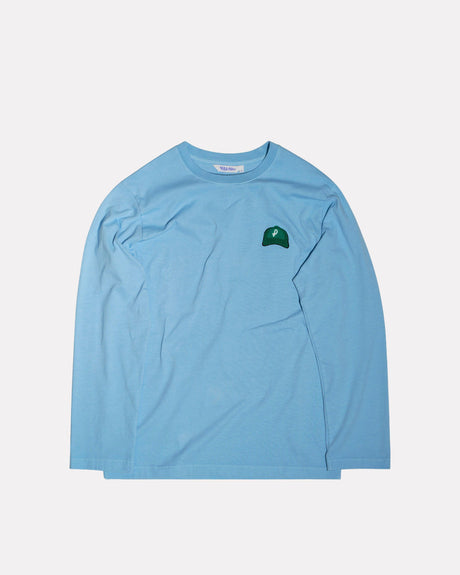 Blue-'Bienvenido'-Long-Sleeve-Graphic-T-Shirt