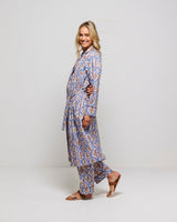 Blue Pretty Trellis Cotton Dressing Gown