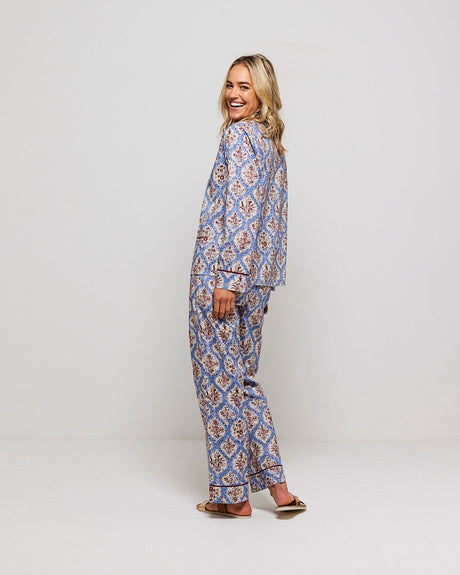 Blue-Pretty-Trellis-Cotton-Pyjama-Set