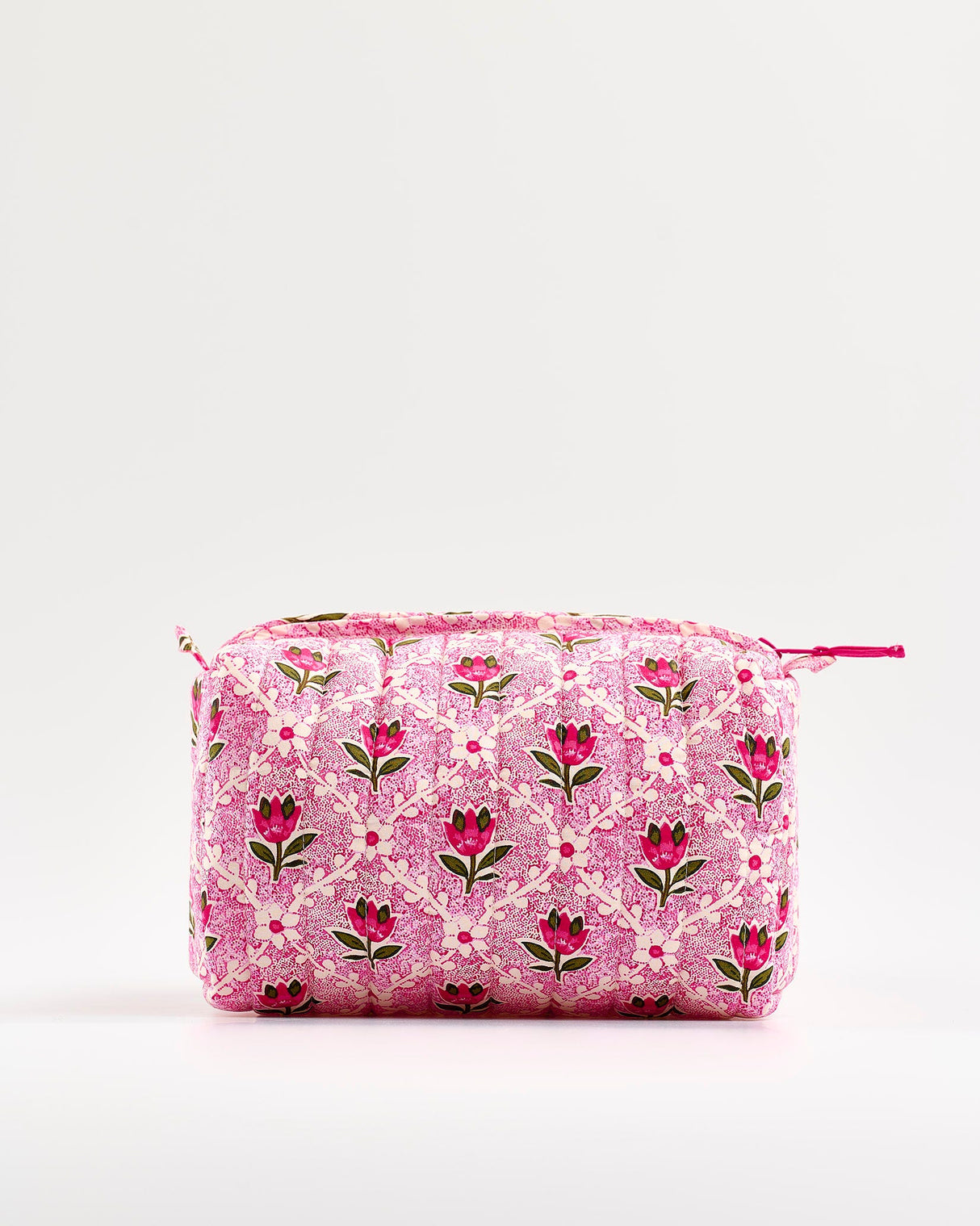 Pink Tulip Quilted Cosmetic Bag