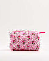 Pink Tulip Quilted Cosmetic Bag