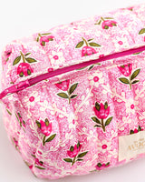 Pink Tulip Quilted Cosmetic Bag