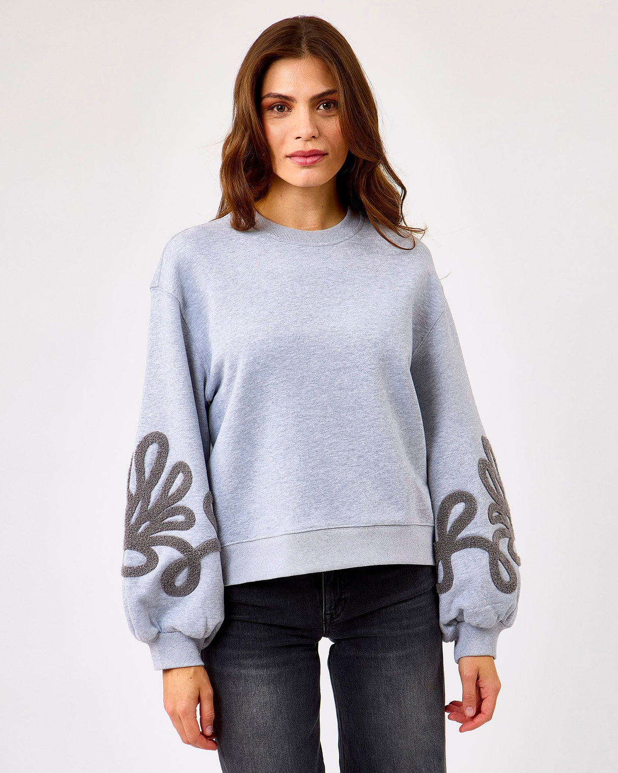 Grey-Melange-Quincy-Baloon-Sleeve-Sweatshirt