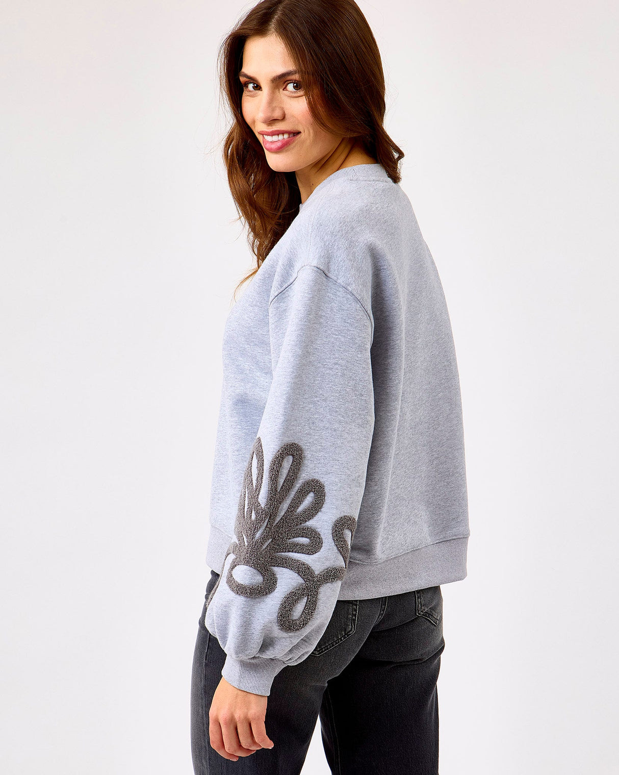 Grey-Melange-Quincy-Baloon-Sleeve-Sweatshirt