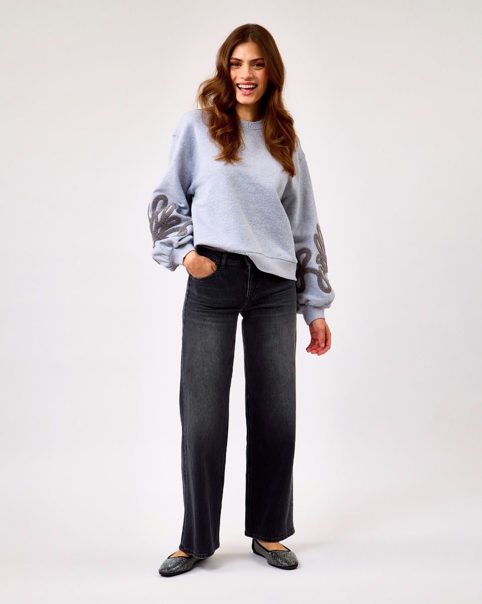 Grey Melange Quincy Baloon Sleeve Sweatshirt