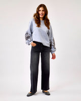 Grey Melange Quincy Baloon Sleeve Sweatshirt