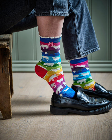 Rainbow Sheep Ankle Socks