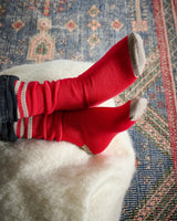 Red & Light Beige Cashmere Blend Men's Socks