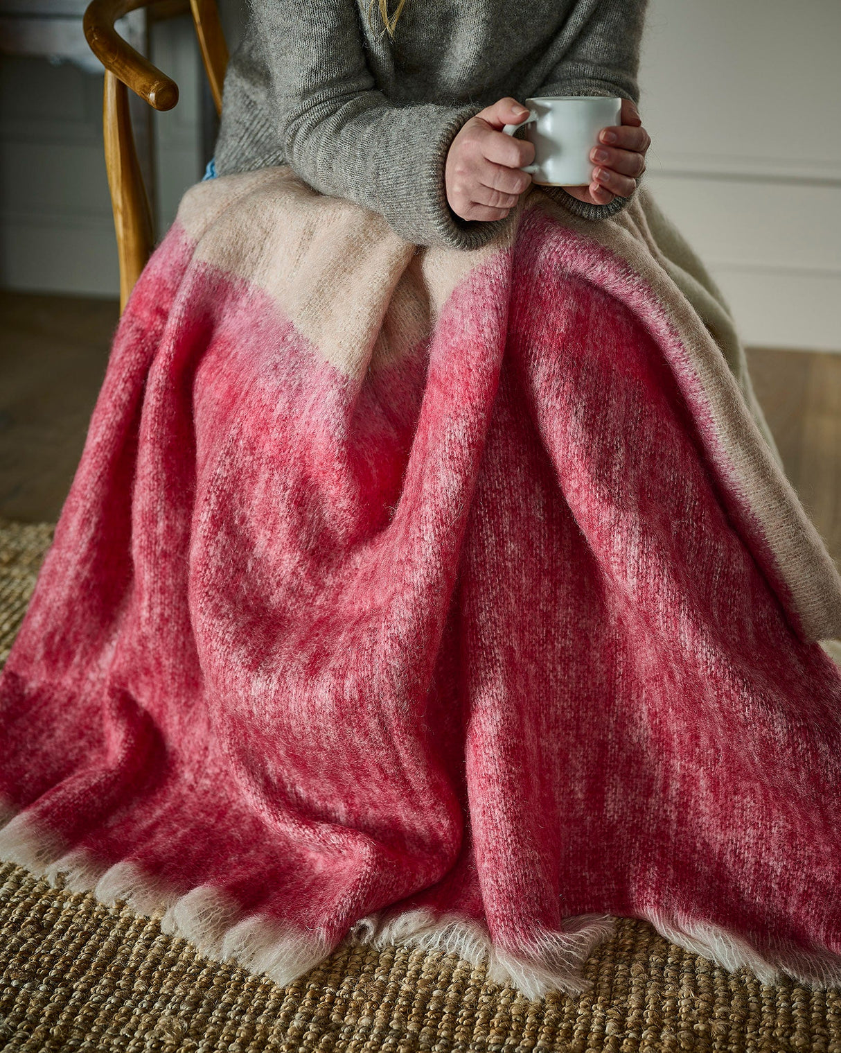 Red Ombre Mohair Throw