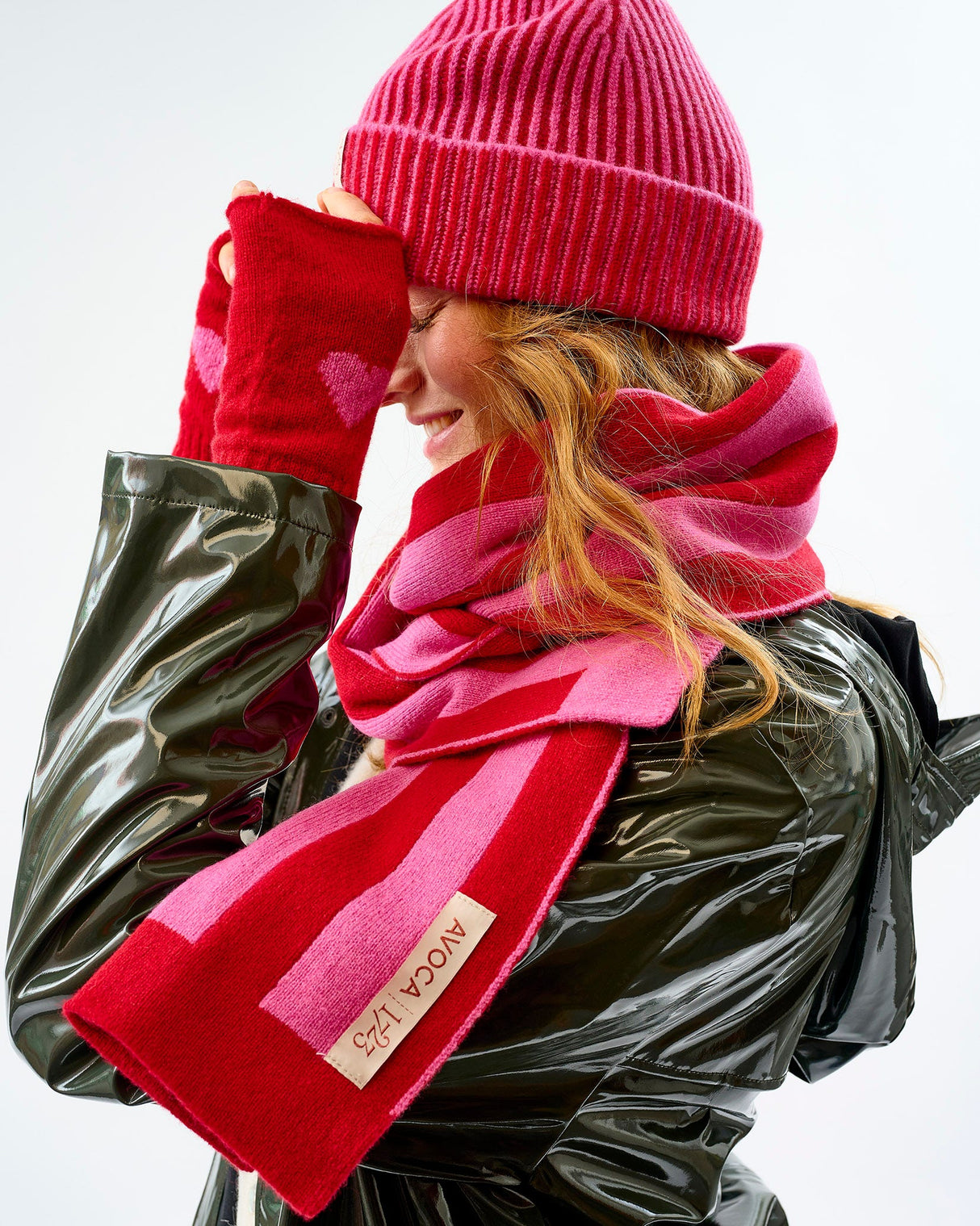 Dubonnet & Bubblegum Lambswool Stripe Tubular Scarf