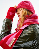 Dubonnet & Bubblegum Love Heart Lambswool Fingerless Mittens