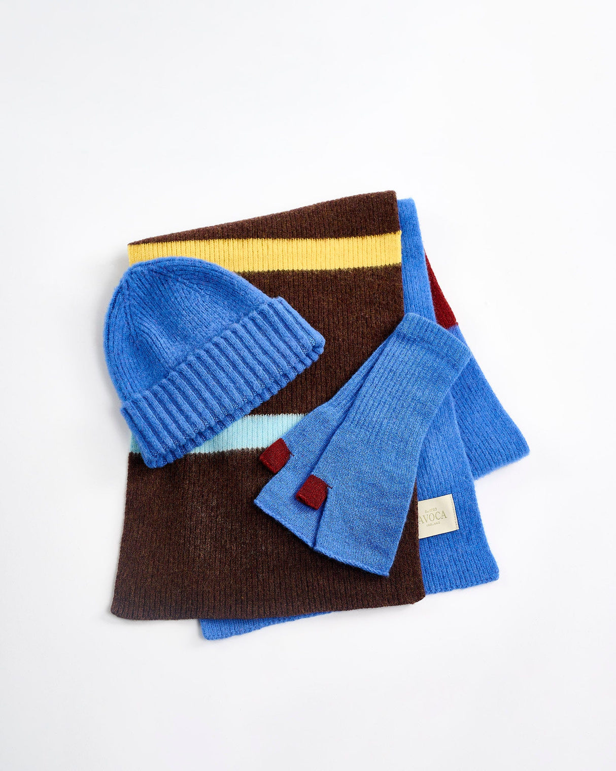 Tahiti Blue & Brown Brushed Lambswool Scarf