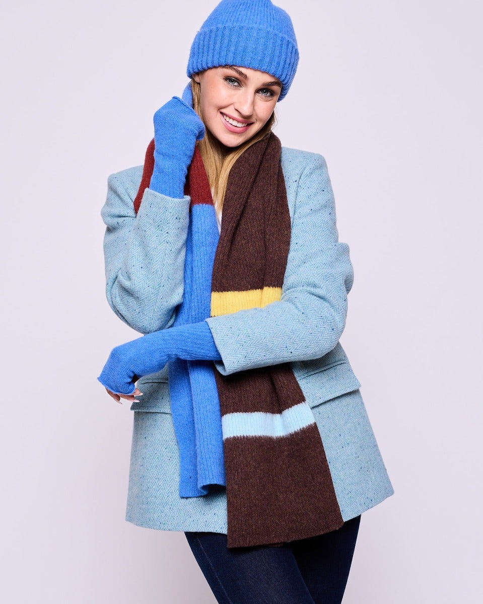 Tahiti Blue & Brown Brushed Lambswool Scarf