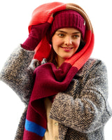Neon-Orange-Bordeaux-Brushed-Lambswool-Stripe-Scarf