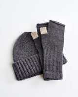 Grey & Neutral Lambswool Fingerless Mittens